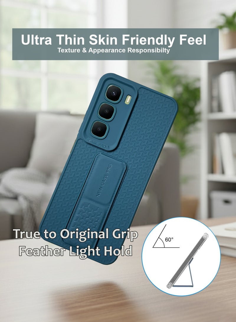 Infinix Hot 60 4G Hand Grip Case Cover - Magnetic Hand Grip Holder & Kickstand - Strong Grip for Magnetic Car Holder, Stylish Silicone Case & Functional, Ultimate Convenience & Hands-Free Viewing - Green - Image 2